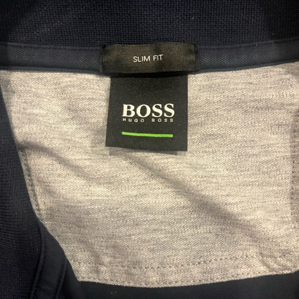 Hugo Boss Navy and Gray Polo Shirt